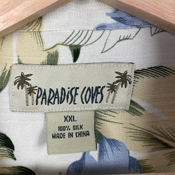 Paradise Coves men's short sleeve Hawaii leaves button down 1 front pocket shirt - Picture 7 of 7